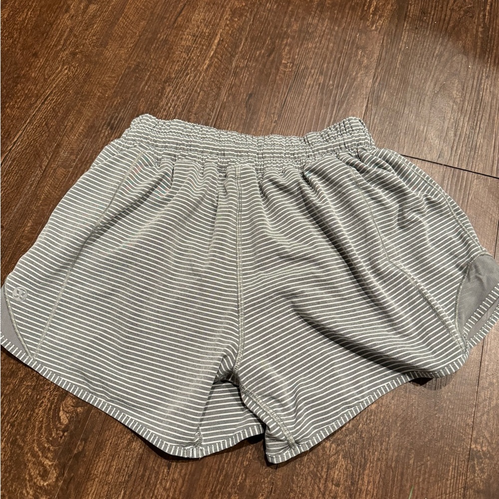 Lululemon Hotty Hot Grey Stripe Shorts